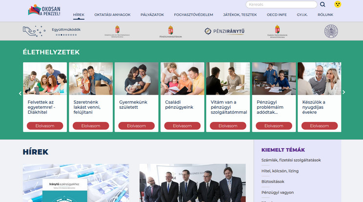 A weblap a különböző élethelyzetekből adódó pénzügyi döntések meghozatalában is hasznos lehet bárki számára