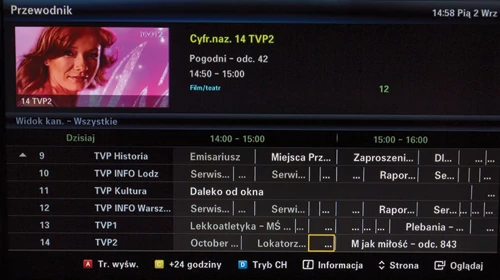 Monitory z tunerem DVB-T obsługują EPG, czyli elektroniczny przewodnik po programach.
