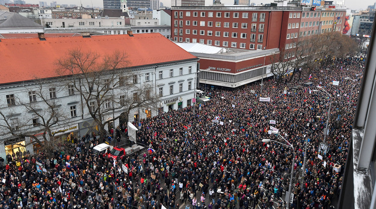 Szlovák újságíró-gyilkosság - Tüntetés / Fotó: AFP