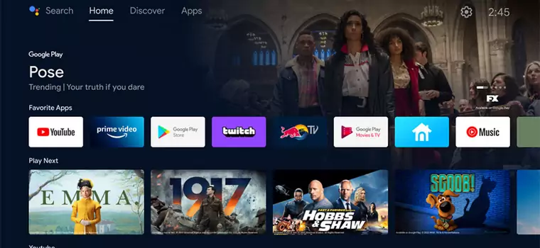 Android TV z nowym interfejsem. Wyglądem przypomina Google TV