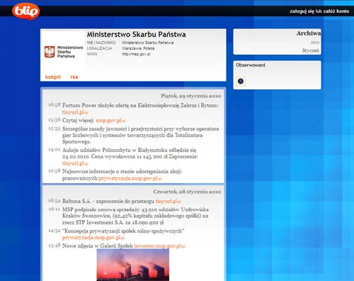 Ministerstwo Skarbu Państwa deklaruje, że chce pokazać na Blipie całe życie Ministerstwa.