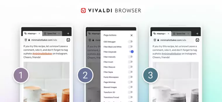 Vivaldi pozwala zmienić wygląd stron internetowych na Androidzie