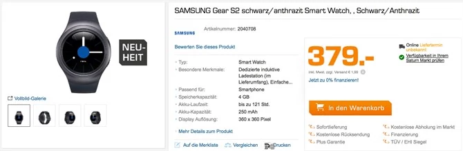 Ceny Samsungów Gear S2 poznaliśmy dzięki niemieckiemu Saturnowi