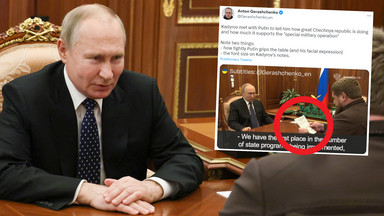 Putin spotkał się z Kadyrowem. Wszyscy patrzą na kartki i skupiają się na jego zdrowiu
