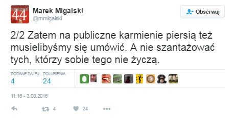 Post z Twittera Marka Migalskiego