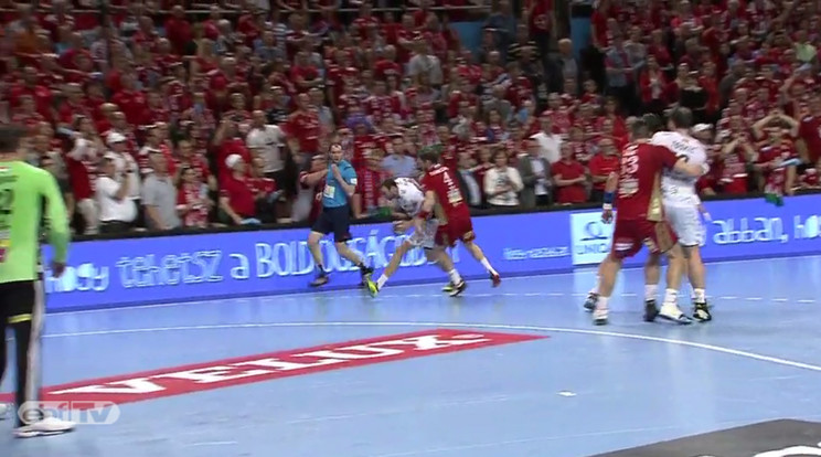 A veszprémi drukker meglökte a bírót/Fotó: EHF TV