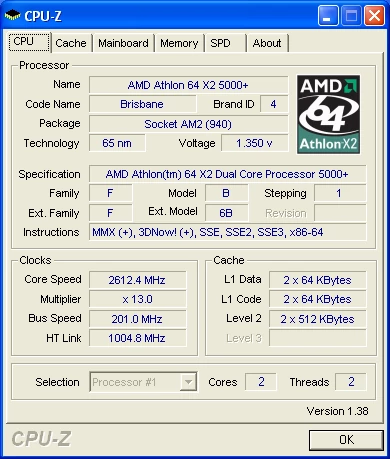 Athlon 64 X2 5000+ "Brisbane" (65 nm)