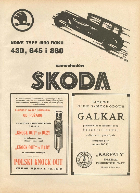 Reklamy motoryzacyjne z lat 30.