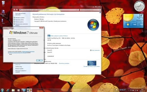 Windows 7, kompilacja numer 6.1.7068 z kwietnia 2009 roku.