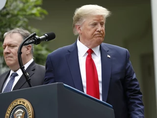 Mike Pompeo, amerykański sekretarz stanu i Donald Trump, prezydent USA. Waszyngton, 29 maja 2020 r.