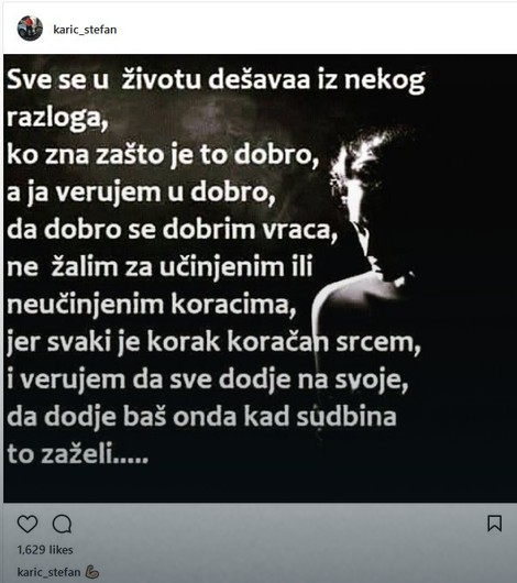 Stefanova objava na instagramu
