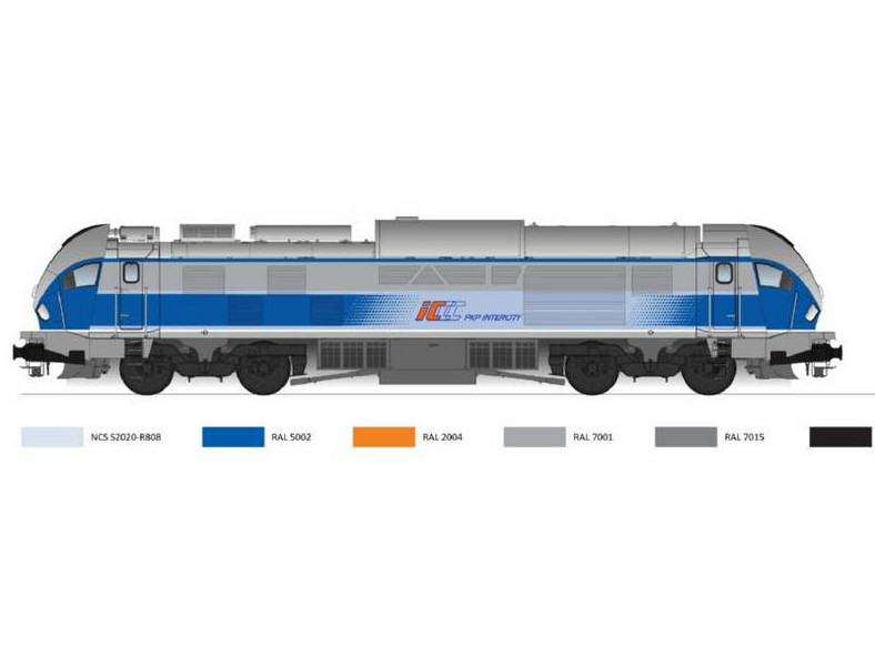 Wzór malowania lokomotywy Gama dla PKP Intercity. Materiały prasowe PKP Intercity