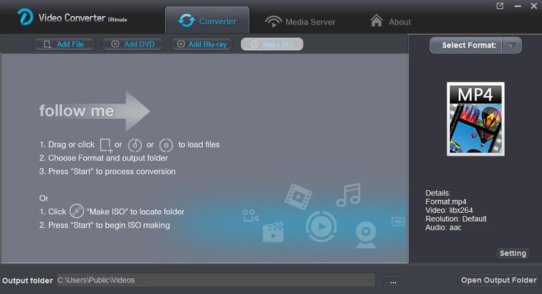 Główne okno programu do konwersji audio i wideo - Dimo Video Converter Ultimate