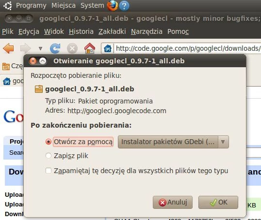 GoogleCL oferowane jest m.in. w postaci pakietu .deb dla Ubuntu i Debiana.