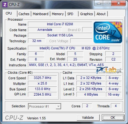 Sercem urządzenia jest procesor Intel Core i7-620M. To dwurdzeniowy, czterowątkowy układ z funkcją Turbo. Dzięki niej nominalna prędkość może zostać zwiększona z 2,67 GHz aż do 3,33 GHz