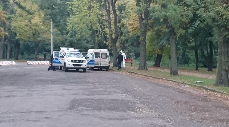 A fehér furgont a rendőrök vizsgálják