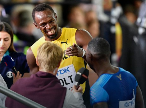 Jusein Bolt i Džastin Getlin posle finala u Londonu