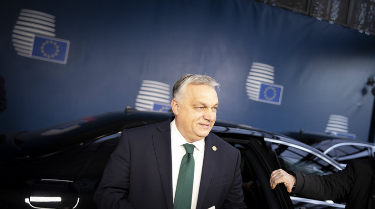 Orbán Viktor miniszterelnök az Európai Unió tagországai állam- és kormányfőinek rendkívüli csúcstalálkozójára érkezett Brüsszelben 2024. február 1-jén  / Fotó: MTI/Miniszterelnöki Sajtóiroda/Fischer Zoltán