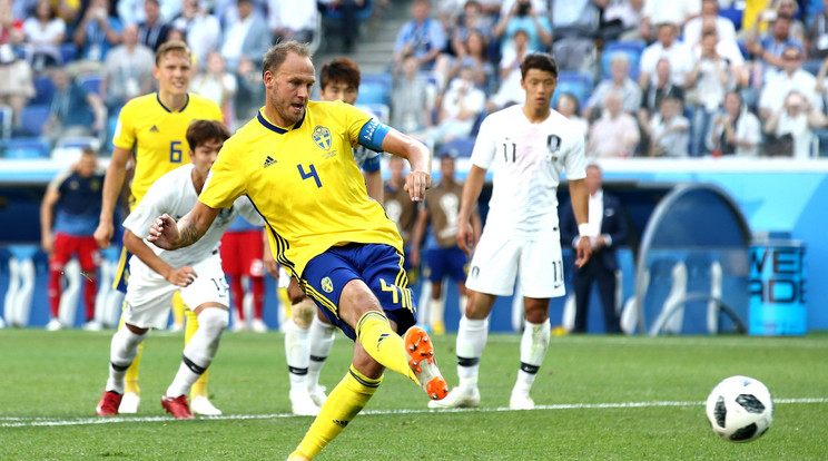 A svédek egyetlen gólját Granqvist
szerezte büntetőből /Fotó: GettyImages