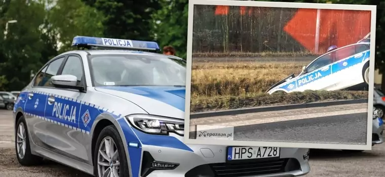 Policyjne BMW wylądowało w rowie. Uciekiniera złapano