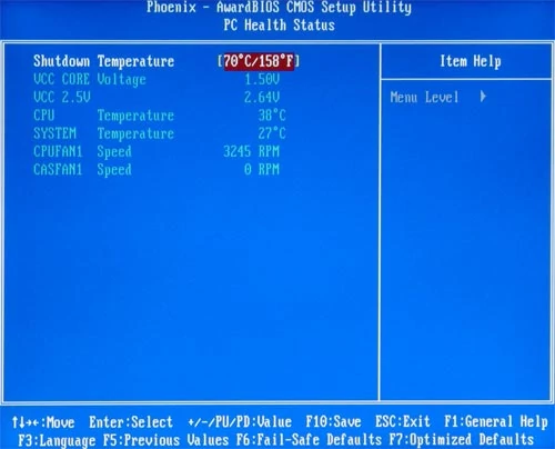 To nam się podoba. 2 GHz, 38 st. C i zaledwie 3245 obr./min. wiatraka na radiatorze procesora. Takie parametry zapewnia zestaw chłodzący sprzedawany w "pudełkowej" wersji procesora. Natomiast w płycie ECS przydałyby się większe możliwości, np. w zakresie ustawiania alarmów i przekroczeniu napięć bądź temperatur, a także możliwość ustawienia wyższej temperatury granicznej (do wyboru jest tylko 60, 65 lub 70 st. C).