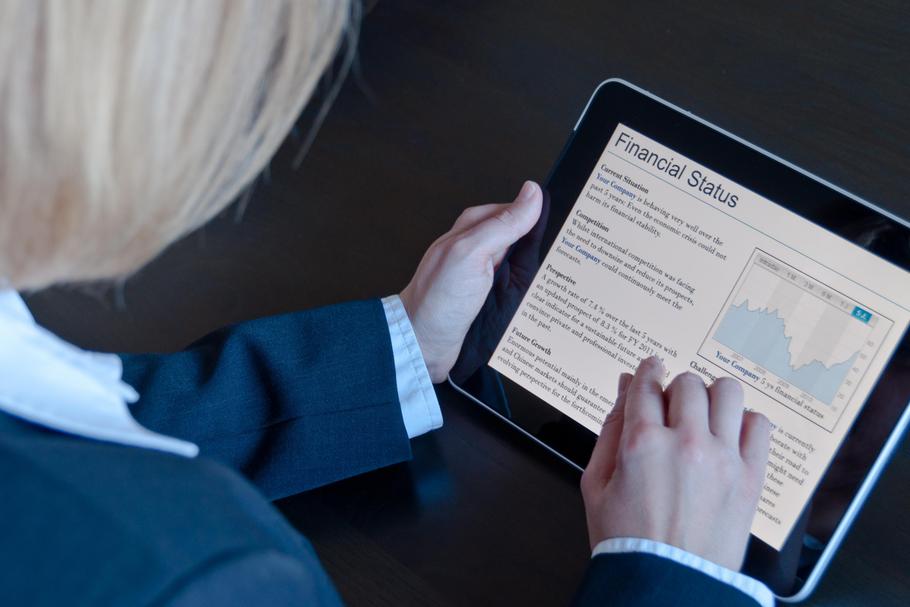 Female accountant with digital tablet