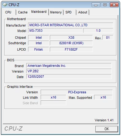 CPU-Z – MSI X48 Platinum