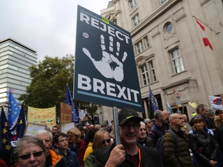 Protest mieszkańców Londynu domagających się kolejnego referendum ws. rządowej umowy brexitu. Londyn, 19.10.2019
