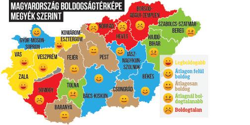 magyarország térkép komárom Kiderült, melyik a legboldogabb város Magyarországon, sőt mutatjuk  magyarország térkép komárom