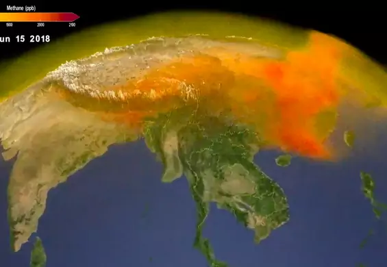 Animacja NASA pokazuje źródła emisji metanu. 30 proc. pochodzi z wydobycia paliw kopalnych