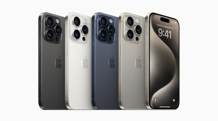 Az iPhone 15 Pro and iPhone 15 Pro Max már jelenleg is vékony keretekkel készülnek, de a következő generációban a kijelzők szinte teljes felülete a kép megjelenítését szolgálja majd. / Fotó: Apple
