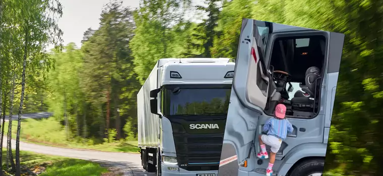 Czterolatek za kierownicą Scanii. Ani chwili się nie zawahał [WIDEO]