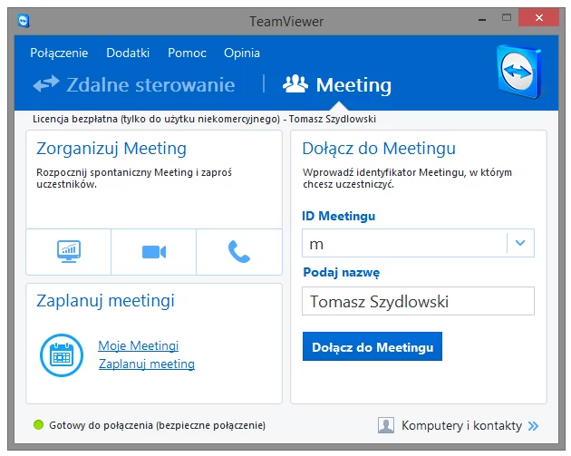 Program oferuje również możliwość tworzenia i planowania meetingów