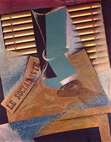 Juan Gris, "Żaluzje", gwasz, kreda i węgiel na płótnie, 1914 rok, ze zbiorów Tate Gallery. fot. Wikimedia Commons.