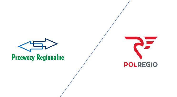 Stare i nowe logo Przewozów Regionalnych (PolRegio)