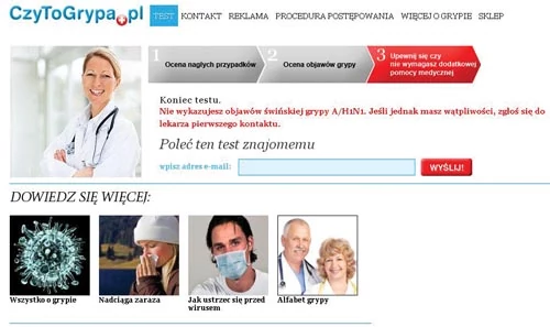 Do stron WWW oferujących testy na obecność grypy podchodźmy z dystansem. Tylko lekarz może prawidłowo zdiagnozować tę chorobę