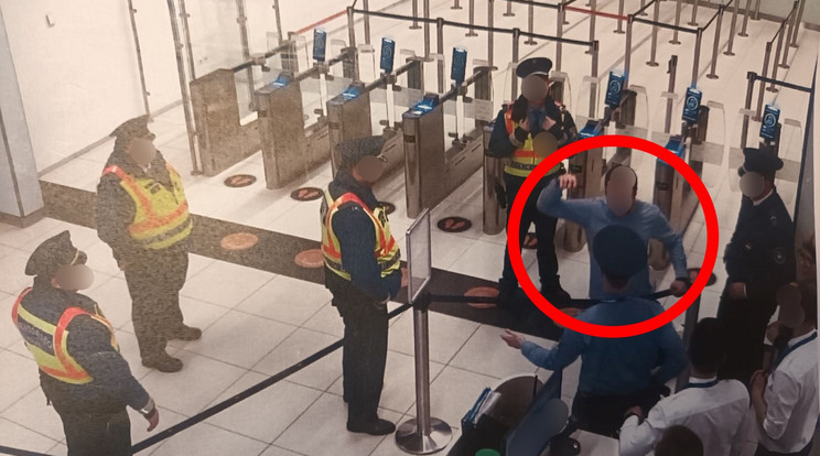 Oroszul üvöltöző férfi támadt a rendőrökre a budapesti repülőtéren /Fotó: Központi Nyomozó Főügyészség