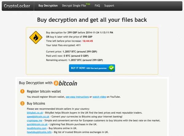 Ransomware wykryty przez ekspertów ESET żąda okupu w wirtualnej walucie Bitcoin.