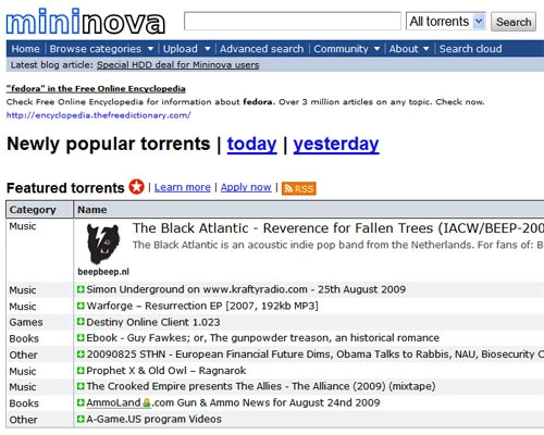Torrenty prowadzące do nielegalnych treści mają zniknąć z Mininova.org w ciągu 90 dni. fot. Mininova.org.