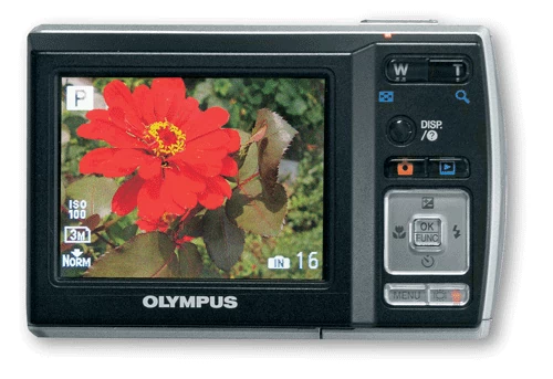 Choć przyciski aparatu Olympus wyglądają atrakcyjnie, to ich obsługa nie jest wygodna i wymaga użycia znacznej siły