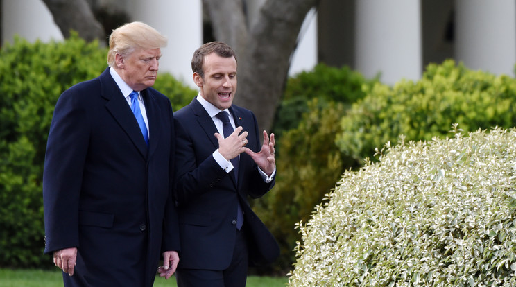 Trump és Macron a Fehérház kertjében / Fotó: Northfoto