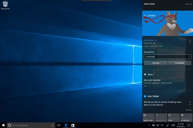 Windows 10 Insider Preview build 14328 to m.in. zmiany w centrum akcji