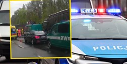 Karambol w Szczecinie. Wypadek brytyjskich pojazdów wojskowych