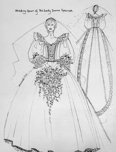 Projekt oryginalnej sukni ślubnej księżnej Diany