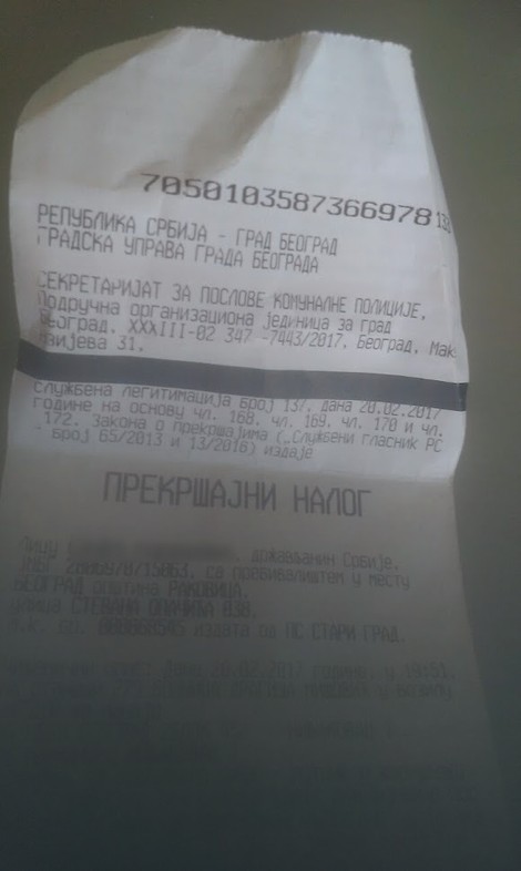 Jasno se vidi da je prekršajni nalog