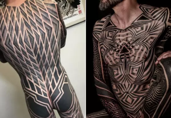 Mężczyzna zdecydował się na symetryczny tatuaż na całym ciele. Zobacz efekt końcowy