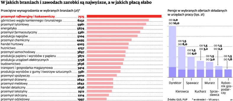 W jakich branżach i zawodach zarobki są najwyższe, a w jakich płacą słabo