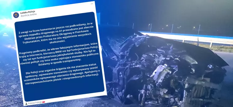 Wypadek na A1. Policja wydała oświadczenie dotyczące kierowcy BMW