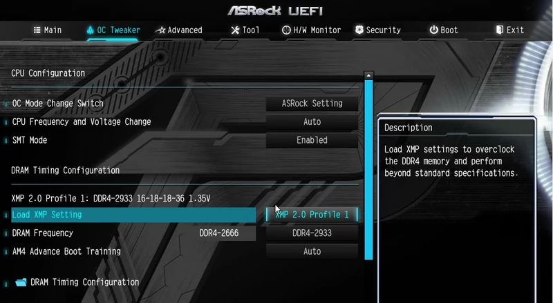 Asrock – UEFI – Advanced Mode – XMP