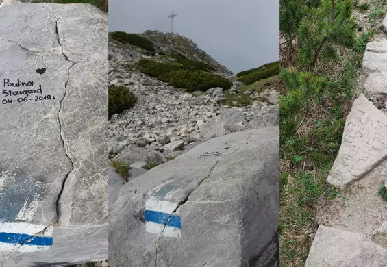 Wandale na tatrzańskim szlaku - co drugi kamień w drodze na Giewont jest pomazany